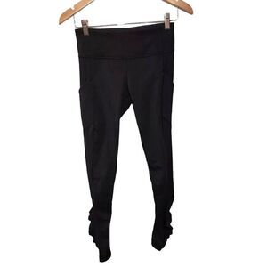 Lululemon Speed Tight IV Womens Sz 4 Pockets Zip Ruched Ankle Reflector Black‎